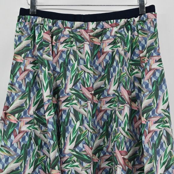 INWEAR by HELENA Skirt Women Sz 14 Tropical Geometric Print Elastic Waist A Line - Picture 6 of 12